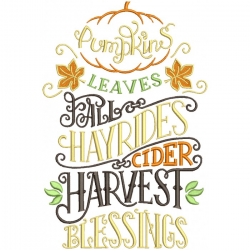 Pumpkin Leaves Fall Hayrides Cider Harvest Blessings Thanksgiving Filled  Machine Embroidery Design Digitized Pattern