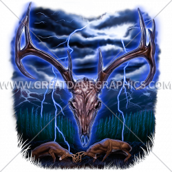 Deer Skull Charge | Production Ready Artwork for T-Shirt Printing