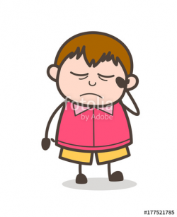 Headache - Cute Cartoon Fat Kid Illustration