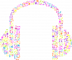 Clipart - Musical Notes Headphone No Background