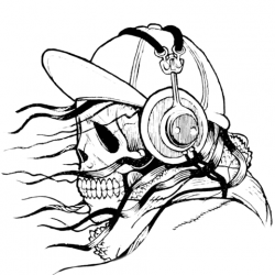 Skull in Cap and Headphones coloring page | Free Printable ...