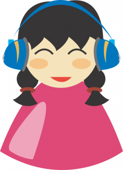 Clipart - Cute girl with headphone