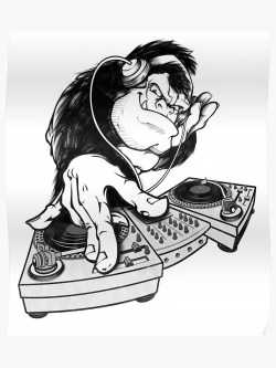 Monkey Animal Music Headphones Dj Turntable | Poster