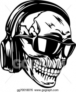 Vector Art - Skull in headphones and sunglasses. Clipart ...