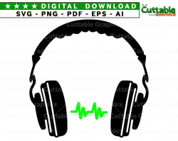 Headphones SVG Clipart - Headphones Silhouette PNG DXF