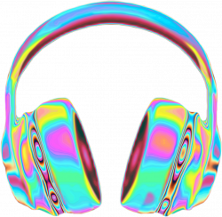headphones holographic holo rainbow music pastel irides...