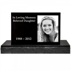 Photo Laser Engraved Granite Headstone- Classical