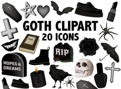 GOTH CLIPART - Halloween printable icons, Gothic party icons ...