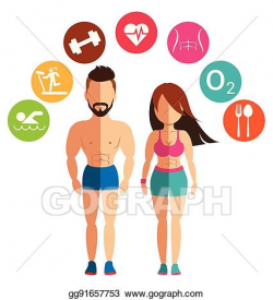 Vector Stock - Sporty woman and man for health conscious ...