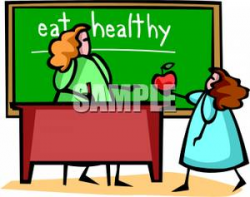A Student Giving Her Teacher a Red Apple - Royalty Free ...
