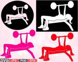 Woman bench press exercising Fitness and Health clipart gym workout health  -600c