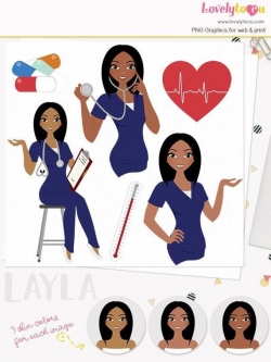 Woman nurse character clipart, healthcare illustration ...
