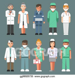 Vector Illustration - Medical staff in uniforms isolated ...