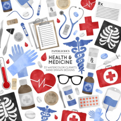 Medical Cliparts, Health Watercolor, Medical Planner, Doctor Cliparts,  Healthcare Clip Art, Medical Illustration, Hospital Cliparts