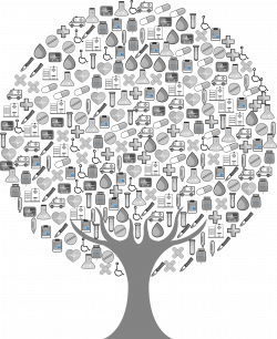 Clipart - Medical Icons Tree Grayscale