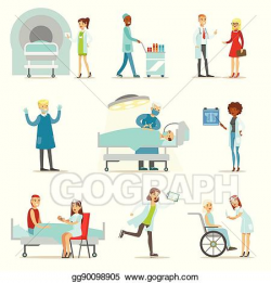Vector Art - Injured and sick patients in the hospital ...