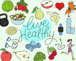Healthy Lifestyle Clipart Vector Pack Live Healthy Graphics