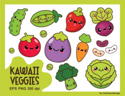 Kawaii vegetables clipart, kawaii veggies clipart, healthy ...