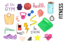 Health Fitness Watercolor Clipart ~ Illustrations ~ Creative ...