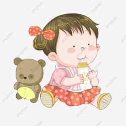 Hand Drawn Baby Baby Eating Baby Toy Bear Healthy Little ...
