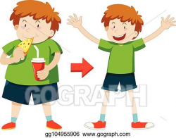 Vector Stock - Young boy overweight and healthy weight ...
