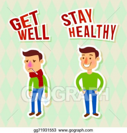 Vector Art - Sick and healthy characters. Clipart Drawing ...