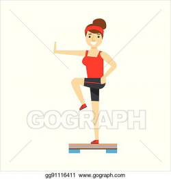 Vector Illustration - Woman in aerobics class, member of the ...