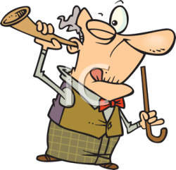 Royalty Free Clipart Image of a Man With an Ear Trumpet ...