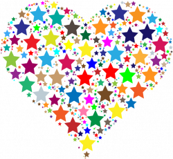 Clipart - Colorful Heart Stars