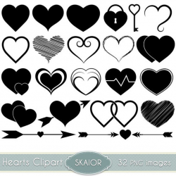 Hearts Clipart Vector Hearts Clip Art Heart Silhouette Clipart Scrapbooking  Heart Icons Invitations Logo Design Wedding Icons Valentines