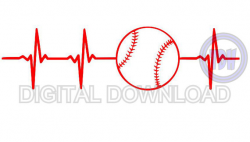 Digital Download Baseball Heartbeat SVG DXF EPS Silhouette ...