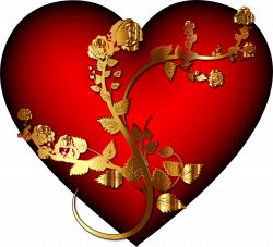 Clipart - Golden Rose Heart Enhanced 2