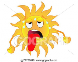 Vector Stock - Sad sun is exhausted from a heat. Clipart ...