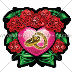 Anniversary Roses Heart | Production Ready Artwork for T-Shirt Printing
