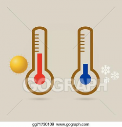 Vector Art - Two thermometers, high and low temperature ...