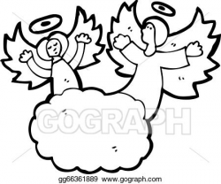 Vector Illustration - Cartoon angels in heaven. EPS Clipart ...