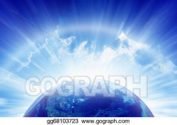 Stock Illustration - Planet earth, bright sun, heaven ...