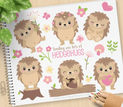 Cute Hedgehogs Clipart