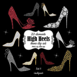 High heel shoes clipart. Diamond, gold, red shoe clip art ...