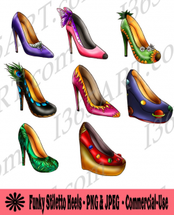 50% OFF Stiletto Heels Clipart, Funky Shoes, Party Invitations,  embellishments, Scrapbooking PNG & JPEG formats Commercial-Use