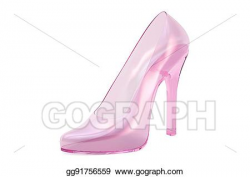 Stock Illustration - Pink crystal high heel, glass slipper ...