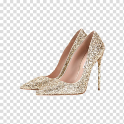 Gold glitter pointed-toe stilettos, High-heeled footwear ...