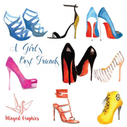 High heels/ hight fashion watercolour digital Clipart: hand ...