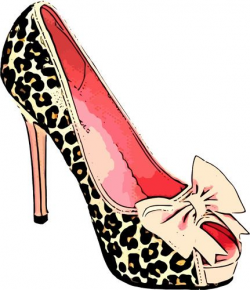 leopard bow high heel shoe clip art illustration clipart ...