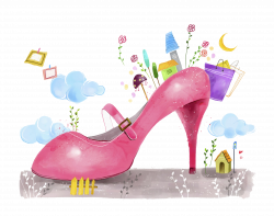 High-heeled footwear Pink Stock photography Shoe - Cartoon pink high ...