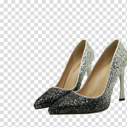 Court shoe High-heeled footwear Dress shoe, Silver sequined ...