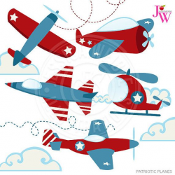 Patriotic Planes Cute Digital Clipart - Airplane Clip Art ...