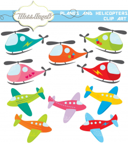 Aeroplane helicopters Clip Art. 10 Cute planes and ...