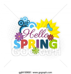Vector Clipart - Hello spring. colorful flowers, sun and ...