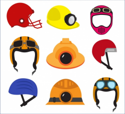 Helmet icons collection various colored types isolation Free ...